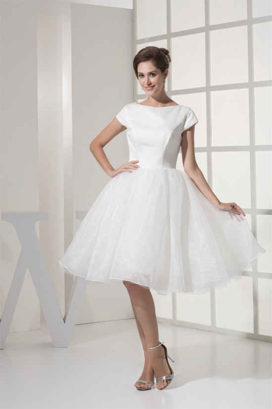 Knee-Length Satin Organza Netting Material Wedding Dresses 2031494 Knee-Length Satin Organza Netting Material Wedding Dresses 2031494