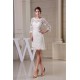 Sheath/Column Scoop 3/4 Length Sleeve Lace Little White Dresses Wedding Dresses 2031496