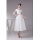 Satin Lace Fine Netting Scoop A-Line 3/4 Length Sleeve Little White Wedding Dresses 2031498 Satin Lace Fine Netting Scoop A-Line 3/4 Length Sleeve Little White Wedding Dresses 2031498