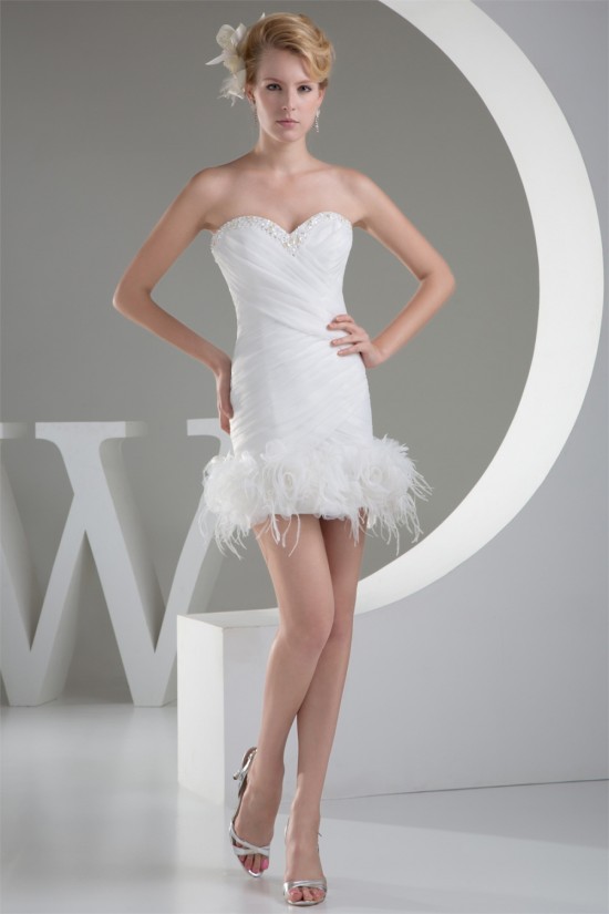 Satin Organza Sleeveless Sheath/Column Beaded Sweetheart Short Wedding Dresses 2031500 Satin Organza Sleeveless Sheath/Column Beaded Sweetheart Short Wedding Dresses 2031500