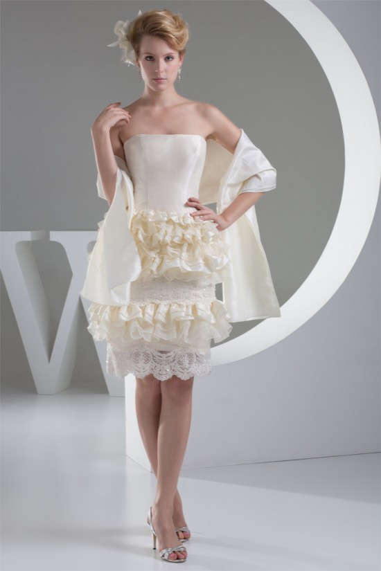 Sheath/Column Knee-Length Ruffles Sleeveless Lace Short Wedding Dresses 2031502 Sheath/Column Knee-Length Ruffles Sleeveless Lace Short Wedding Dresses 2031502