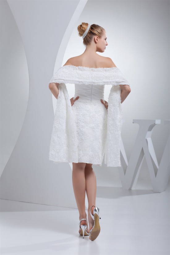 A-Line Strapless Short Knee-Length Reception Wedding Dresses with Shawl 2031508 A-Line Strapless Short Knee-Length Reception Wedding Dresses with Shawl 2031508
