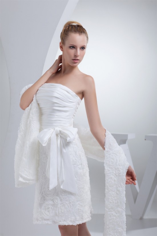 A-Line Strapless Short Knee-Length Reception Wedding Dresses with Shawl 2031508 A-Line Strapless Short Knee-Length Reception Wedding Dresses with Shawl 2031508