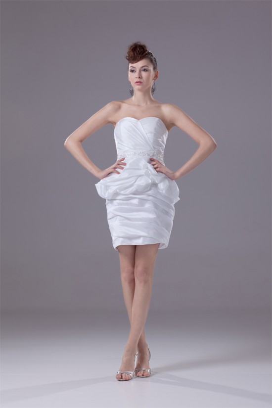 Sweetheart Taffeta Sheath/Column Sleeveless Short/Mini Wedding Dresses 2031515 Sweetheart Taffeta Sheath/Column Sleeveless Short/Mini Wedding Dresses 2031515