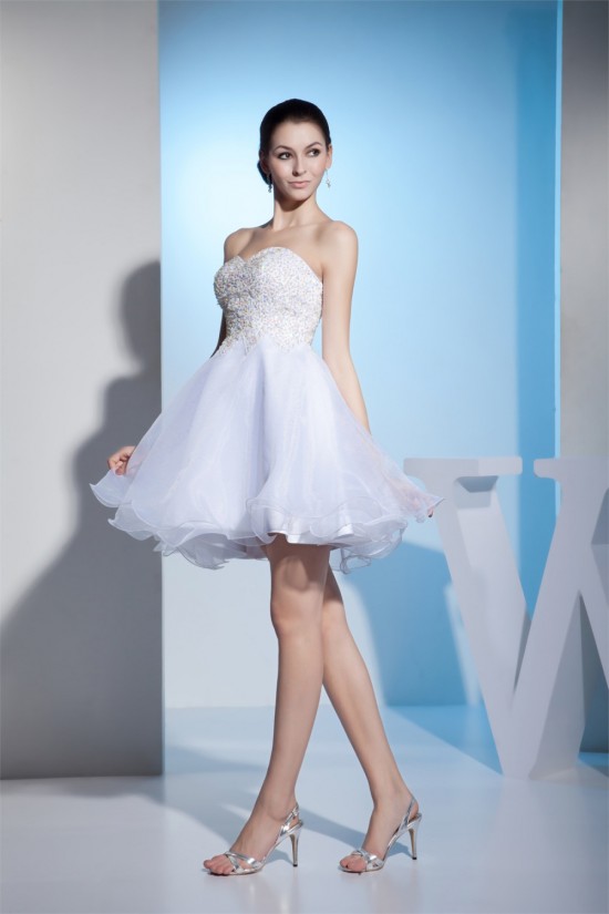 Wonderful Satin Organza A-Line Sleeveless Sweetheart Short Wedding Dresses 2031518 Wonderful Satin Organza A-Line Sleeveless Sweetheart Short Wedding Dresses 2031518