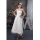 Attractive Sweetheart Sleeveless A-Line Tea Length Lace Little White Dresses 2031522