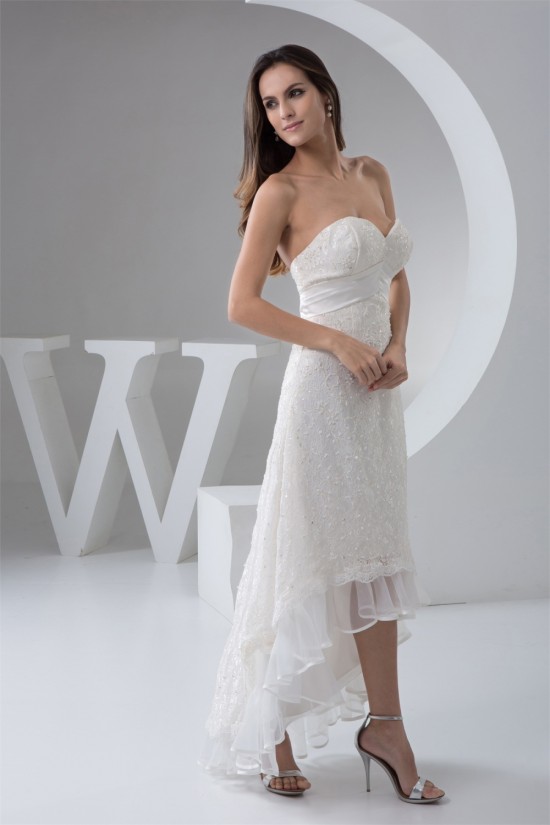 Fantastic A-Line Lace Sweetheart Sleeveless High Low Wedding Dresses 2031523 Fantastic A-Line Lace Sweetheart Sleeveless High Low Wedding Dresses 2031523