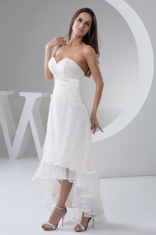Fantastic A-Line Lace Sweetheart Sleeveless High Low Wedding Dresses 2031523 Fantastic A-Line Lace Sweetheart Sleeveless High Low Wedding Dresses 2031523