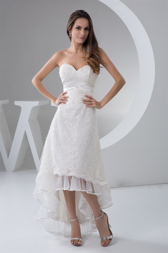 Fantastic A-Line Lace Sweetheart Sleeveless High Low Wedding Dresses 2031523 Fantastic A-Line Lace Sweetheart Sleeveless High Low Wedding Dresses 2031523