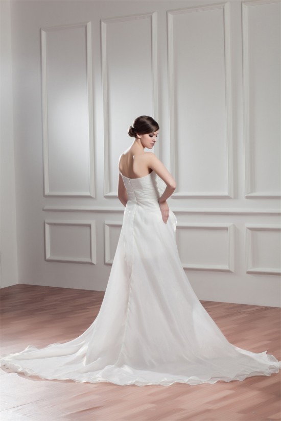 Great Sleeveless Satin Organza One-Shoulder A-Line High Low Wedding Dresses 2031525 Great Sleeveless Satin Organza One-Shoulder A-Line High Low Wedding Dresses 2031525