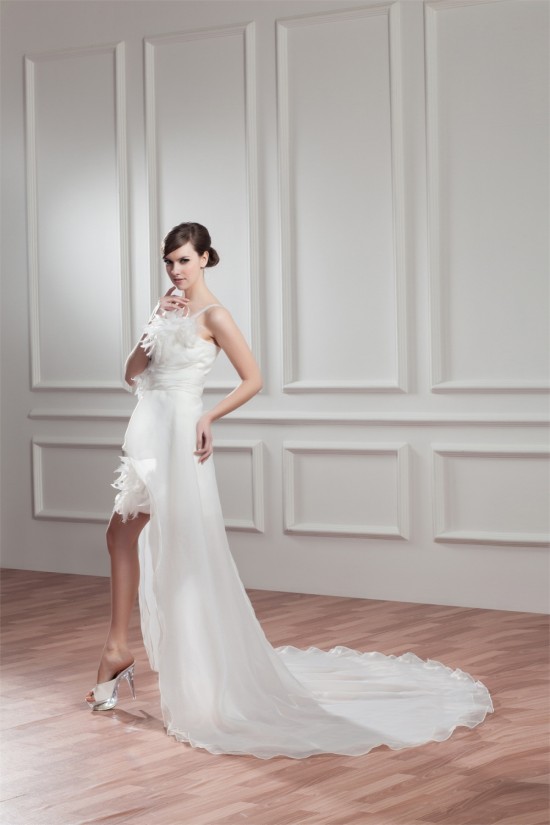Great Sleeveless Satin Organza One-Shoulder A-Line High Low Wedding Dresses 2031525 Great Sleeveless Satin Organza One-Shoulder A-Line High Low Wedding Dresses 2031525