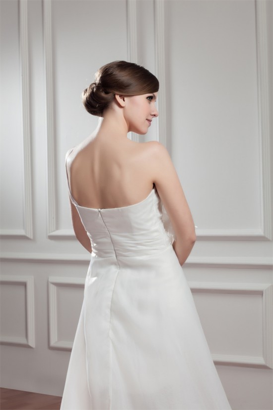 Great Sleeveless Satin Organza One-Shoulder A-Line High Low Wedding Dresses 2031525 Great Sleeveless Satin Organza One-Shoulder A-Line High Low Wedding Dresses 2031525