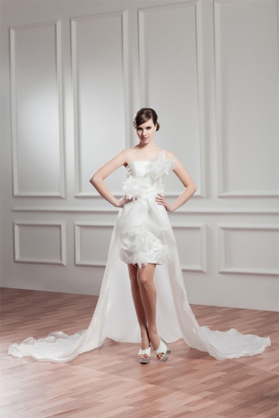 Great Sleeveless Satin Organza One-Shoulder A-Line High Low Wedding Dresses 2031525 Great Sleeveless Satin Organza One-Shoulder A-Line High Low Wedding Dresses 2031525