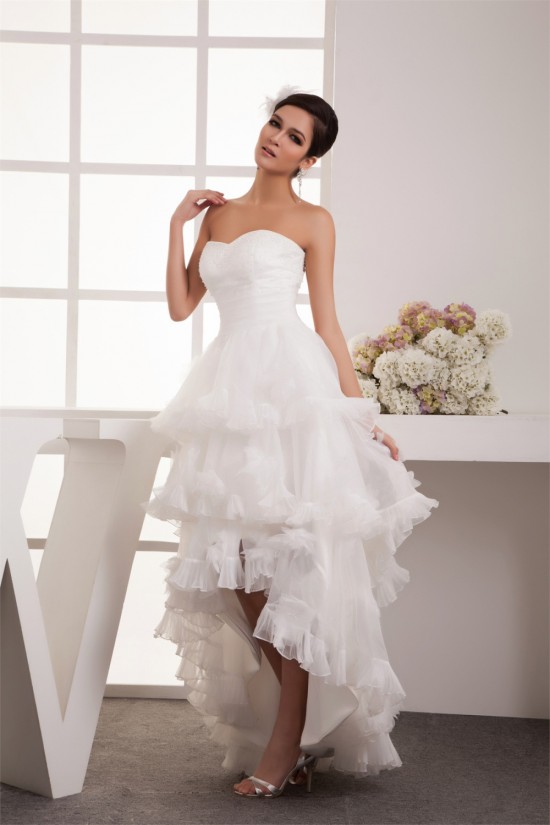 Satin Organza Taffeta A-Line Sweetheart High Low Wedding Dresses 2031529 Satin Organza Taffeta A-Line Sweetheart High Low Wedding Dresses 2031529