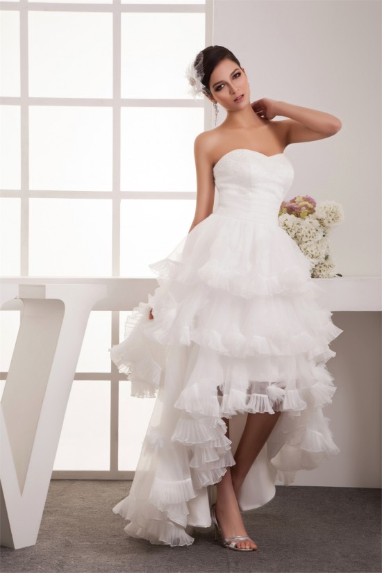 Satin Organza Taffeta A-Line Sweetheart High Low Wedding Dresses 2031529 Satin Organza Taffeta A-Line Sweetheart High Low Wedding Dresses 2031529