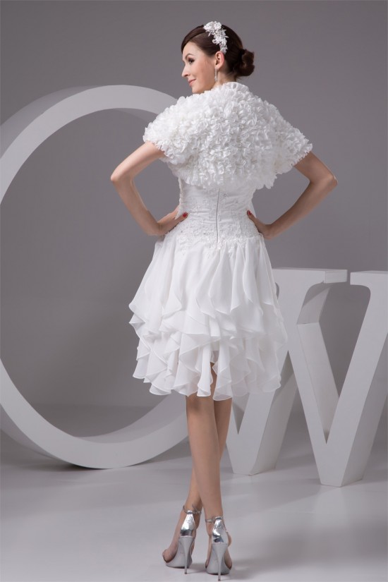 A-Line Strapless Chiffon Lace Beautiful Wedding Dresses with Jacket 2031530