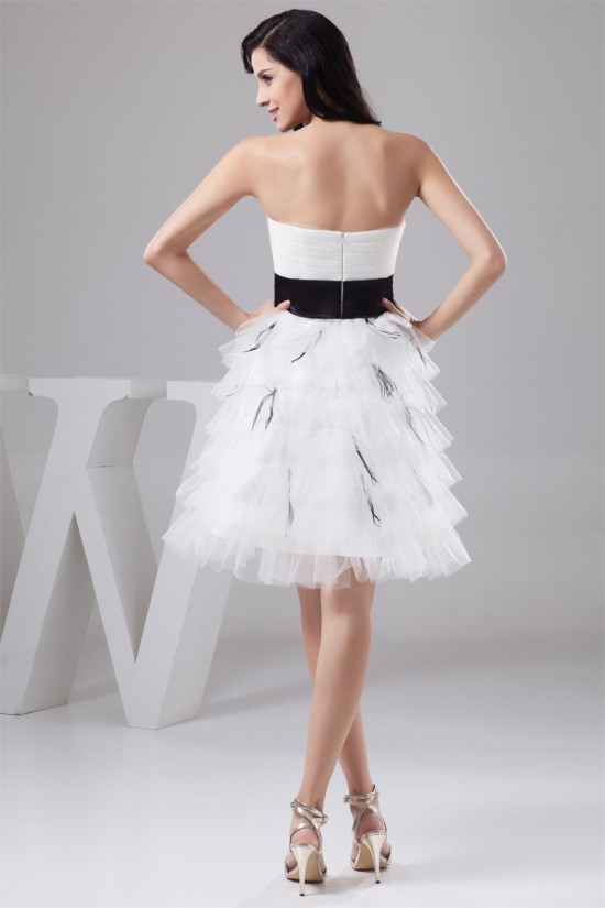 A-Line Strapless Satin Fine Netting Short Wedding Dresses 2031533 A-Line Strapless Satin Fine Netting Short Wedding Dresses 2031533