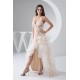V-Neck Asymmetrical Sleeveless Ruched Satin Fine Netting Wedding Dresses 2031534