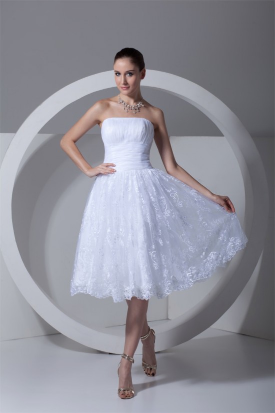 A-Line Strapless Satin Lace Wedding Dresses 2031540 A-Line Strapless Satin Lace Wedding Dresses 2031540