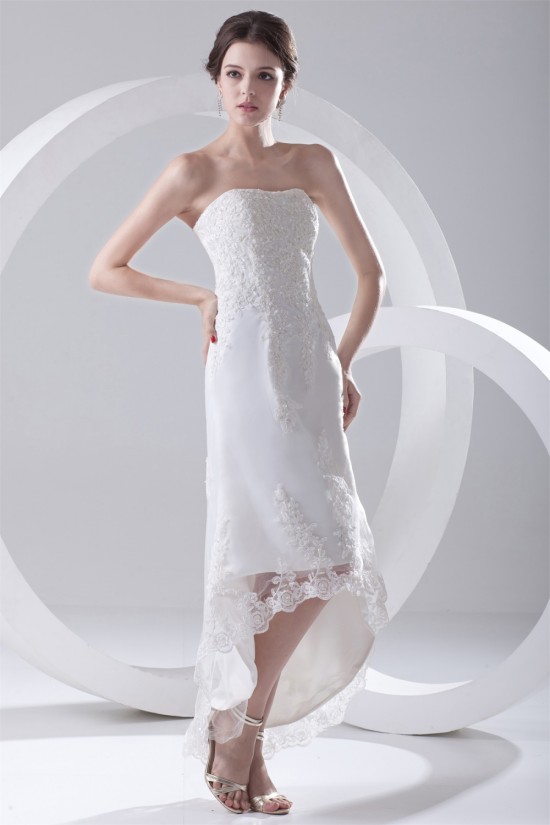 Satin Lace A-Line Soft Sweetheart Reception High Low Wedding Dresses 2031544 Satin Lace A-Line Soft Sweetheart Reception High Low Wedding Dresses 2031544