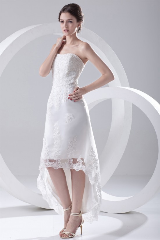Satin Lace A-Line Soft Sweetheart Reception High Low Wedding Dresses 2031544 Satin Lace A-Line Soft Sweetheart Reception High Low Wedding Dresses 2031544