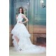 Sleeveless A-Line Satin Lace Ruffled Fine Netting High Low Reception Wedding Dresses 2031545 Sleeveless A-Line Satin Lace Ruffled Fine Netting High Low Reception Wedding Dresses 2031545