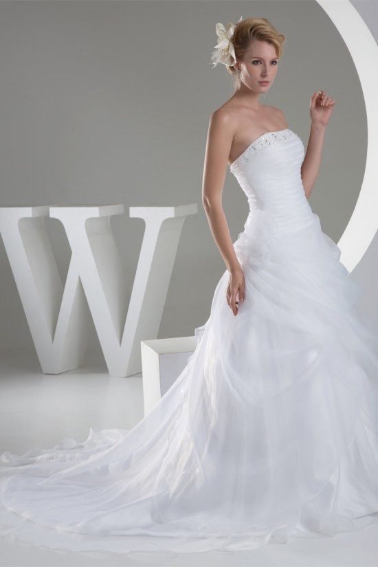 A-Line Strapless Sleeveless Satin Organza Wedding Dresses 2030159 A-Line Strapless Sleeveless Satin Organza Wedding Dresses 2030159