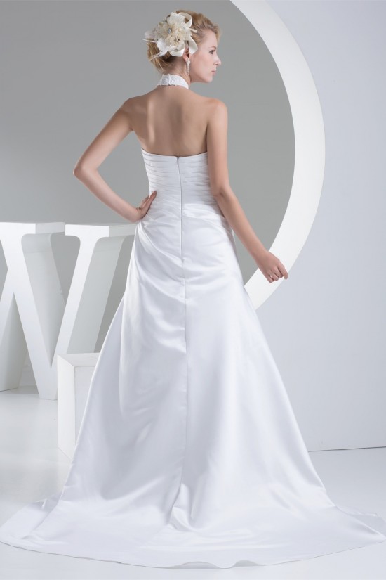 A-Line Halter Sleeveless Satin Lace Sweet Wedding Dresses 2030171 A-Line Halter Sleeveless Satin Lace Sweet Wedding Dresses 2030171