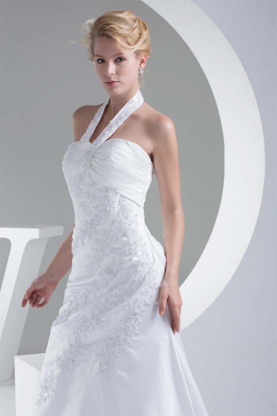 A-Line Halter Sleeveless Satin Lace Sweet Wedding Dresses 2030171 A-Line Halter Sleeveless Satin Lace Sweet Wedding Dresses 2030171