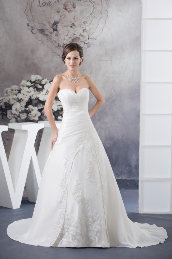 A-Line Sleeveless Sweetheart Lace Taffeta Wedding Dresses 2030188 A-Line Sleeveless Sweetheart Lace Taffeta Wedding Dresses 2030188