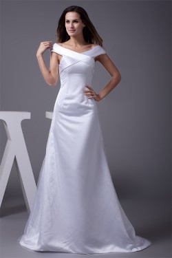 Latest Design A-Line Satin Fine Netting Wedding Dresses 2030191