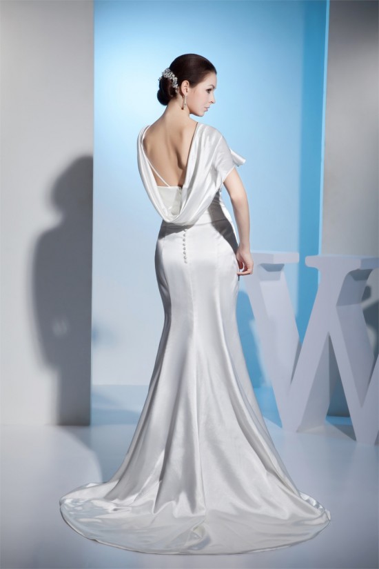 Trumpet/Mermaid Silk like Satin V-Neck Sweet Wedding Dresses 2030196 Trumpet/Mermaid Silk like Satin V-Neck Sweet Wedding Dresses 2030196