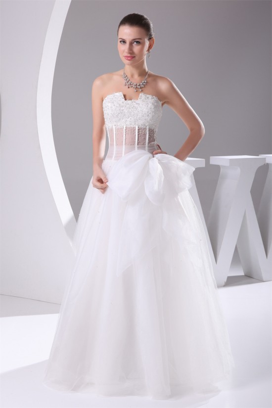 Ball Beaded Lace Strapless Satin Fine Netting Wedding Dresses 2030223 Ball Beaded Lace Strapless Satin Fine Netting Wedding Dresses 2030223