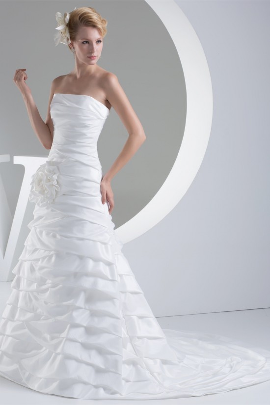 A-Line Strapless Taffeta Sleeveless Wedding Dresses 2030228