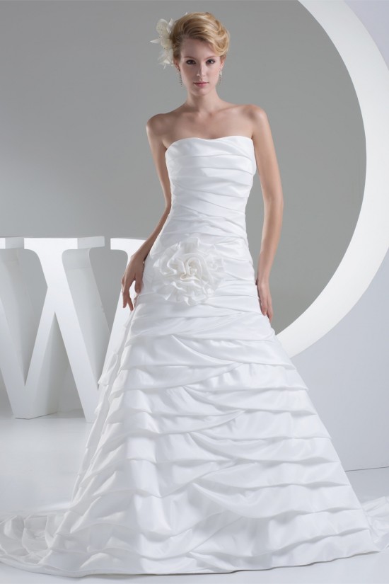 A-Line Strapless Taffeta Sleeveless Wedding Dresses 2030228