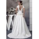 New Style Portrait A-Line Satin Short Sleeve Lace Wedding Dresses 2030231