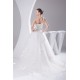 A-Line Sleeveless One-Shoulder Satin Fine Netting Wedding Dresses 2030239
