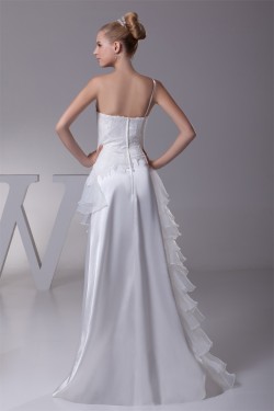 Sheath/Column One-Shoulder Lace Organza Wedding Dresses 2030241