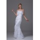 Sheath/Column Organza Silk like Satin Strapless Wedding Dresses 2030249