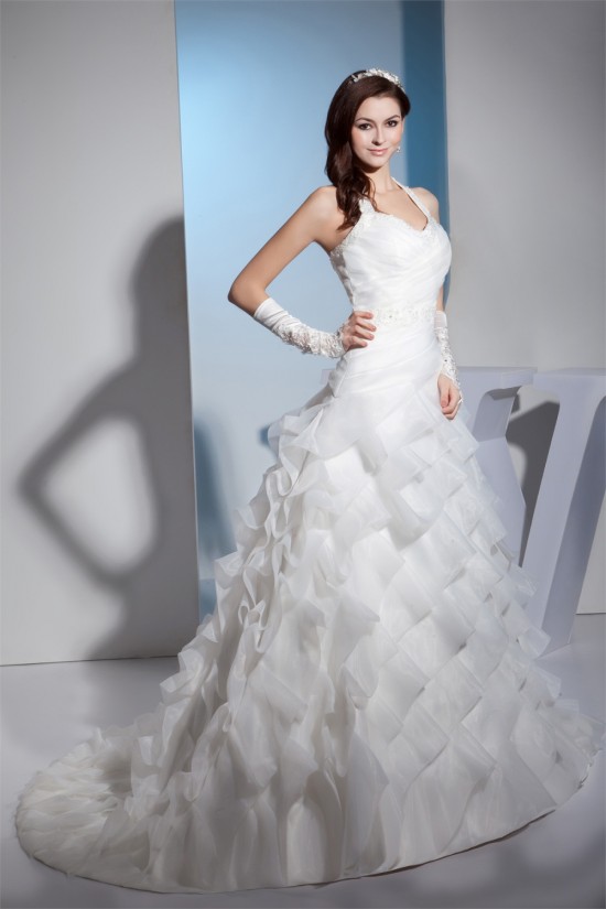 Princess Sleeveless Satin Lace Organza Halter New Arrival Wedding Dresses 2030255 Princess Sleeveless Satin Lace Organza Halter New Arrival Wedding Dresses 2030255