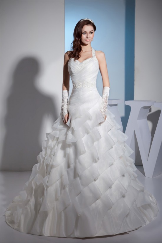 Princess Sleeveless Satin Lace Organza Halter New Arrival Wedding Dresses 2030255 Princess Sleeveless Satin Lace Organza Halter New Arrival Wedding Dresses 2030255