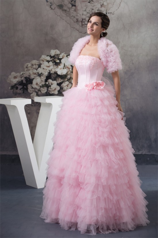 Princess Sleeveless Strapless Beading Floor-Length Wedding Dresses 2030257