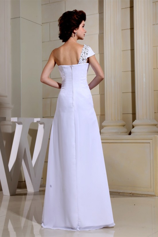 Satin Chiffon Floor-Length Beading One-Shoulder Wedding Dresses 2030261 Satin Chiffon Floor-Length Beading One-Shoulder Wedding Dresses 2030261