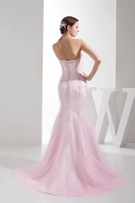 Trumpet/Mermaid Satin Lace Fine Netting Beading Wedding Dresses 2030273 Trumpet/Mermaid Satin Lace Fine Netting Beading Wedding Dresses 2030273