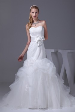 Trumpet/Mermaid Satin Lace Fine Netting Wedding Dresses 2030274