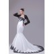 Mermaid/Trumpet Satin Lace Black White Wedding Dresses with A Lace Jacket 2030275 Mermaid/Trumpet Satin Lace Black White Wedding Dresses with A Lace Jacket 2030275