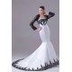 Mermaid/Trumpet Satin Lace Black White Wedding Dresses with A Lace Jacket 2030275 Mermaid/Trumpet Satin Lace Black White Wedding Dresses with A Lace Jacket 2030275