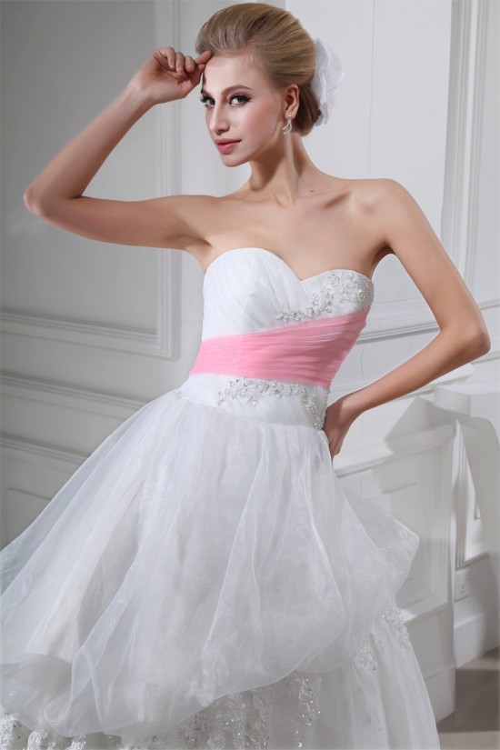 Ball Gown Sweetheart Satin Lace Organza Floor-Length Wedding Dresses 2030282 Ball Gown Sweetheart Satin Lace Organza Floor-Length Wedding Dresses 2030282
