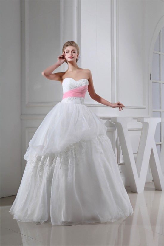 Ball Gown Sweetheart Satin Lace Organza Floor-Length Wedding Dresses 2030282 Ball Gown Sweetheart Satin Lace Organza Floor-Length Wedding Dresses 2030282