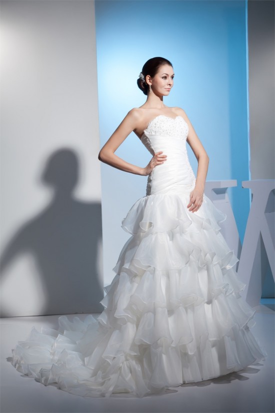 A-Line Sweetheart Beaded Satin Lace Organza Wedding Dresses 2030283 A-Line Sweetheart Beaded Satin Lace Organza Wedding Dresses 2030283